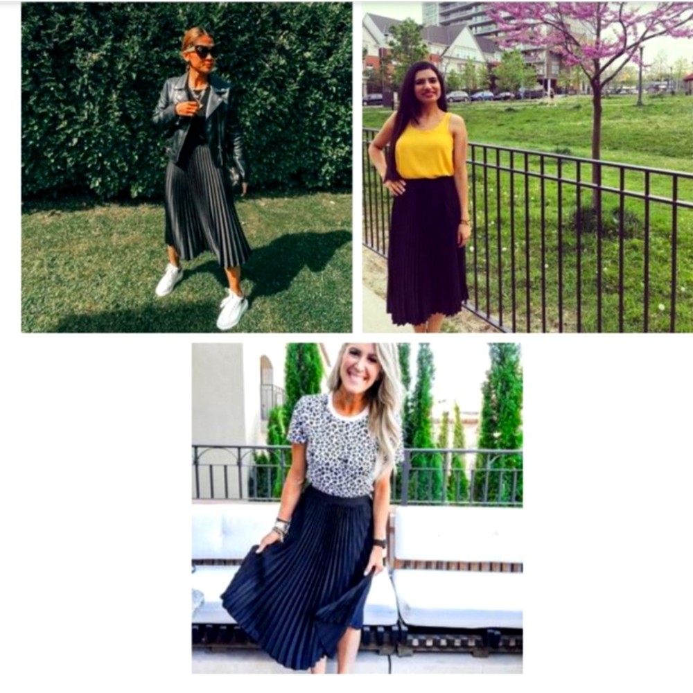 H&M Size Medium Black Pleated Midi Skirt